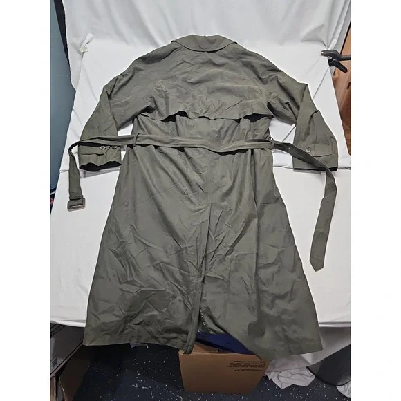 Vtg Nautica Trench Coat Mens 40T Pewter Double Breasted Lined Preppy Retro - Picture 14 of 16